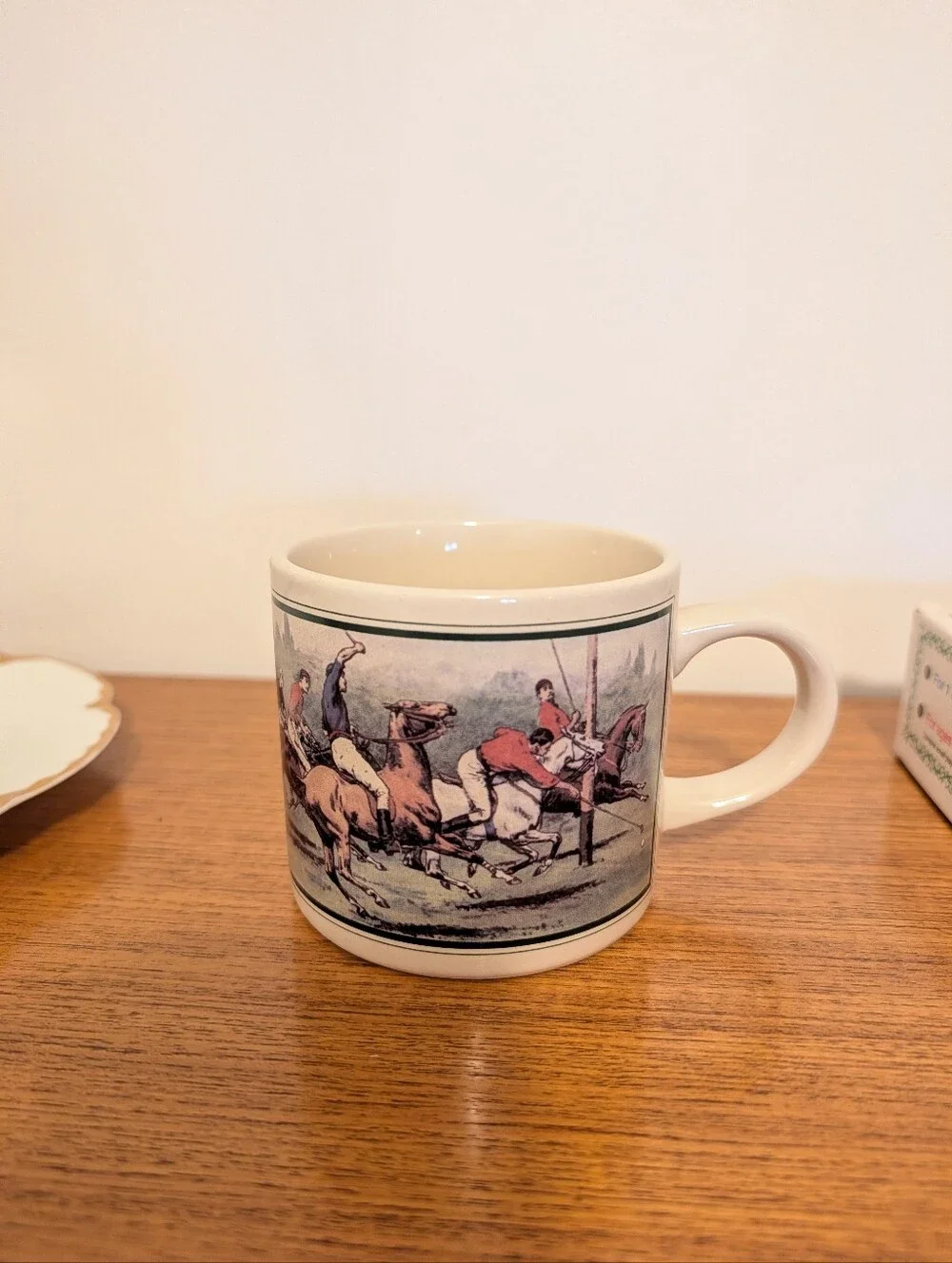 Vintage 70-80s Equestrian Polo Match Ralph Lauren Ceramic Coffee Mug Old Money